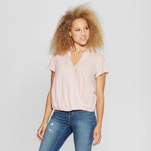 Universal Thread Red/Pink & White Striped Shirt